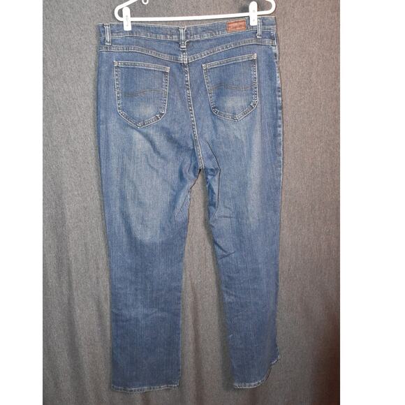 Lee Relaxed Boot Cut Women's 16 Long Western Denim Jeans Distressed At the Waist - Picture 3 of 10